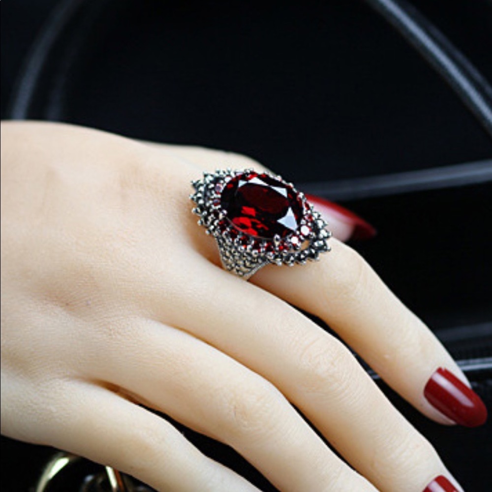 Sterling Silver Red Crystal Party CZ Ring female - Picture 5 of 5
